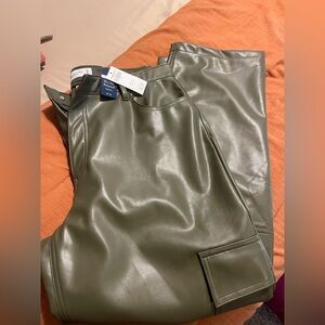 Abercrombie & Fitch Army Green Faux Leather Pants